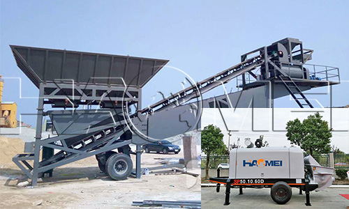 mobile batching plant with concrete pump 1