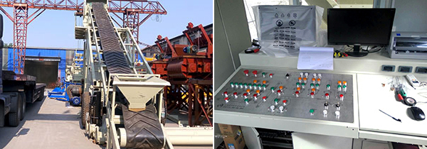 belt conveyor and control room of yhzs35 mobile concrete mixing plant